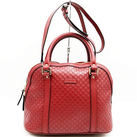 GUCCI 449663 Handbag Shoulder Bag 2Way Micro Leather Red 